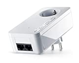 devolo LAN Powerline Adapter, dLAN 550 duo+ Erweiterungsadapter -bis zu 500 Mbit/s, Powerlan Adapter, LAN Steckdose, 2x LAN Anschluss, weiß