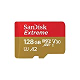 SanDisk Extreme 128 GB microSDXC Memory Card + SD Adapter with A2 App Performance + Rescue Pro Deluxe, Up to 160 MB/s, Class 10, UHS-I, U3, V30 , Red/Gold