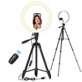 TONOR 12" Großes Selfie Ringlicht mit Ständer für Handy, LED Kreislicht mit Auslöser Phone Halterung für Zoom TikTok Makeup YouTube Vlog Stream Meeting, kompatibel mit iOS/Android (TRL-20)